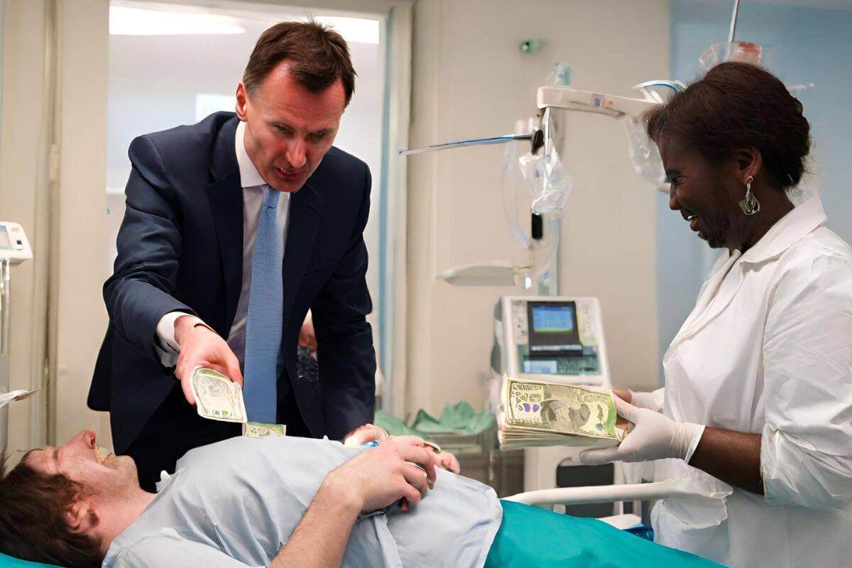 Jeremy Hunt, taking money from a poor man.