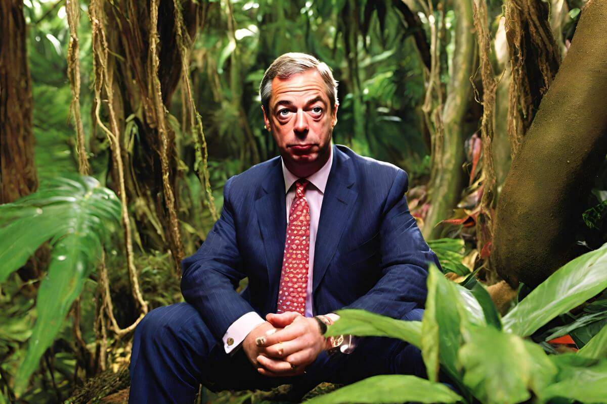 AI Image of Nigel Farage Sat in the Jungle